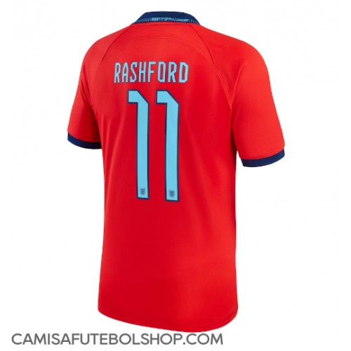 Camisa de time de futebol Inglaterra Marcus Rashford #11 Replicas 2º Equipamento Mundo 2022 Manga Curta